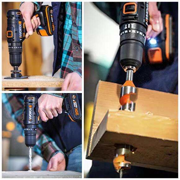 WORX WX370 20Volt/2Ah. Li-ion Çift Akülü Profesyonel Şarjlı Darbeli Matkap + 30 Parça Aksesuar Seti