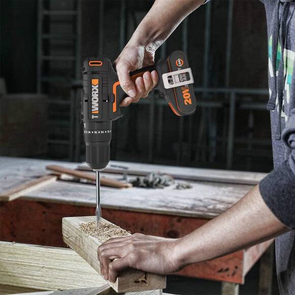 WORX WX370 20Volt/2Ah. Li-ion Çift Akülü Profesyonel Şarjlı Darbeli Matkap + 30 Parça Aksesuar Seti