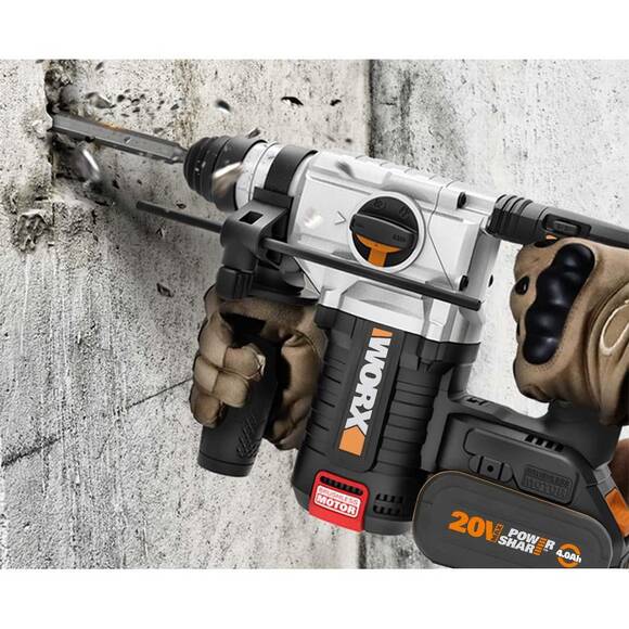 WORX WX380 20Volt 4.0Ah. 2.2J Li-ion Çift Akülü Şarjlı Profesyonel SDS-Plus Pnömatik Kırıcı/Delici - 7