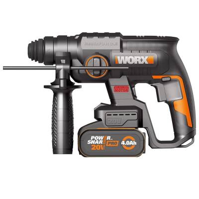 WORX WX381 20Volt 4.0Ah. 2J Li-ion Tek Akülü Profesyonel SDS-Plus Pnömatik Kırıcı/Delici + 3 Parça Delme Ucu - Worx (1)