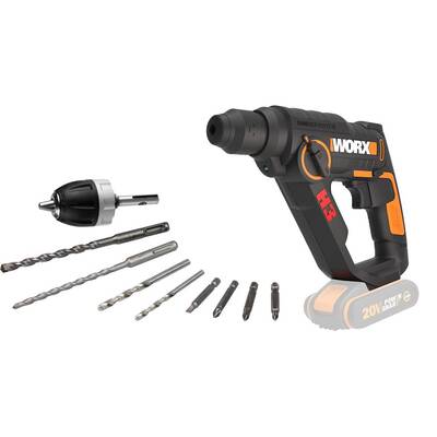 WORX WX390.9 20Volt 1.2J Profesyonel SDS-Plus Pnömatik Şarjlı Matkap + 8 Adet Uç + Mandren (Akü Dahil Değildir) - Thumbnail