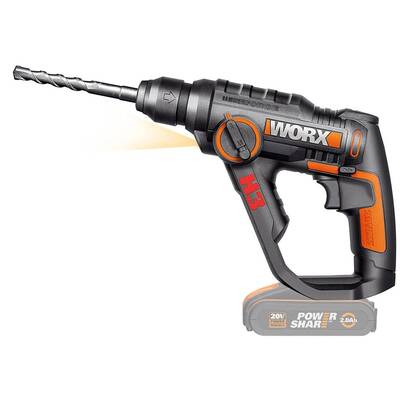 WORX WX390.9 20Volt 1.2J Profesyonel SDS-Plus Pnömatik Şarjlı Matkap + 8 Adet Uç + Mandren (Akü Dahil Değildir) - Thumbnail