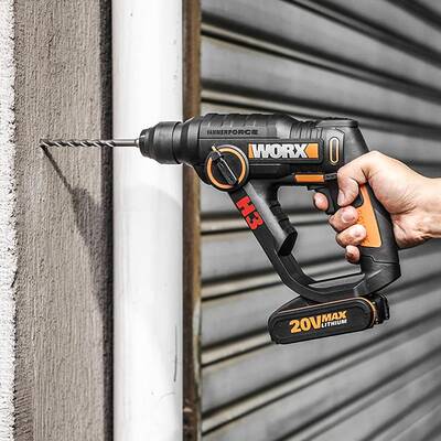 WORX WX390.9 20Volt 1.2J Profesyonel SDS-Plus Pnömatik Şarjlı Matkap + 8 Adet Uç + Mandren (Akü Dahil Değildir) - Thumbnail