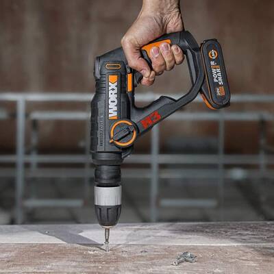 WORX WX390.9 20Volt 1.2J Profesyonel SDS-Plus Pnömatik Şarjlı Matkap + 8 Adet Uç + Mandren (Akü Dahil Değildir) - Thumbnail