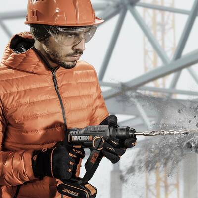 WORX WX390.9 20Volt 1.2J Profesyonel SDS-Plus Pnömatik Şarjlı Matkap + 8 Adet Uç + Mandren (Akü Dahil Değildir) - Thumbnail