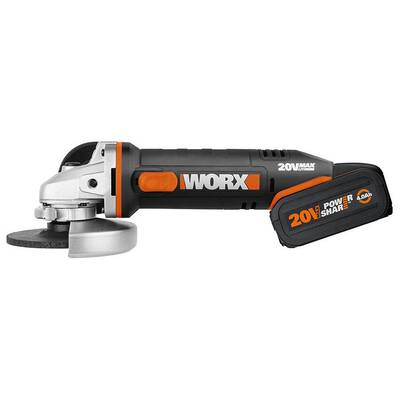 WORX WX803 20Volt 2.0/4.0 Ah. Li-ion Çift Akülü 125mm Profesyonel Şarjlı Avuç Taşlama - Worx (1)