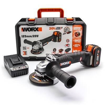 WORX WX812 20Volt 4.0Ah. 125mm Kömürsüz Profesyonel Şarjlı Avuç Taşlama - Worx