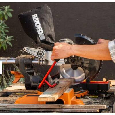 WORX WX845.9CB 20Volt/2.0Ah Li-ion Çift Akülü Şarjlı 216MM Profesyonel Kızaklı Gönye Kesme - Thumbnail