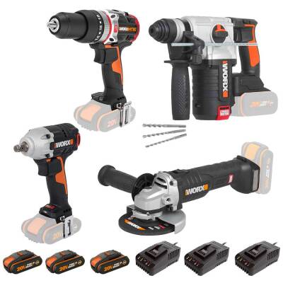 WORX WXKS5 WX354.9 + WX272.9 + WX380.9 + WX812.9 + WA3601 20V/2Ah Pro Kombo Set - Worx (1)